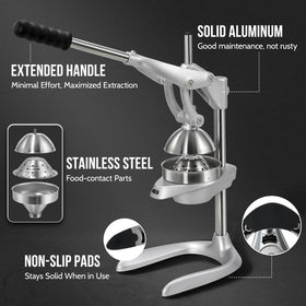 Sopito stainless-steel juicer frame provides durable, stable juicing support.