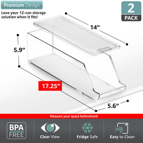 Sorbus 12-can bin for fridge showcases beverages clearly for quick selection.