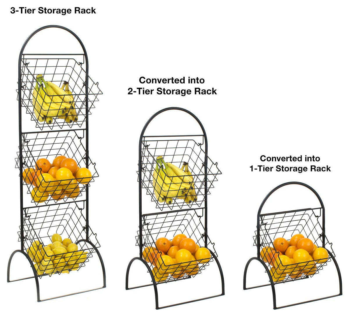 Sorbus 3-Tier Market Basket black finish adds modern flair to any space