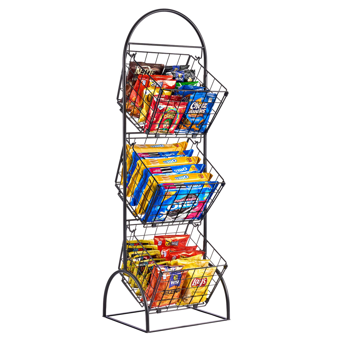 Sorbus 3-Tier Market Basket on kitchen counter organizes fruit and snacks