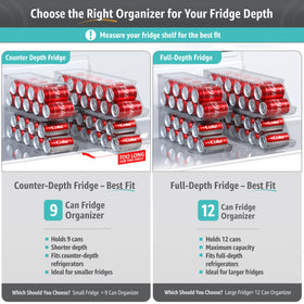 Sorbus 9-can fridge organizer with stackable lids saves space.
