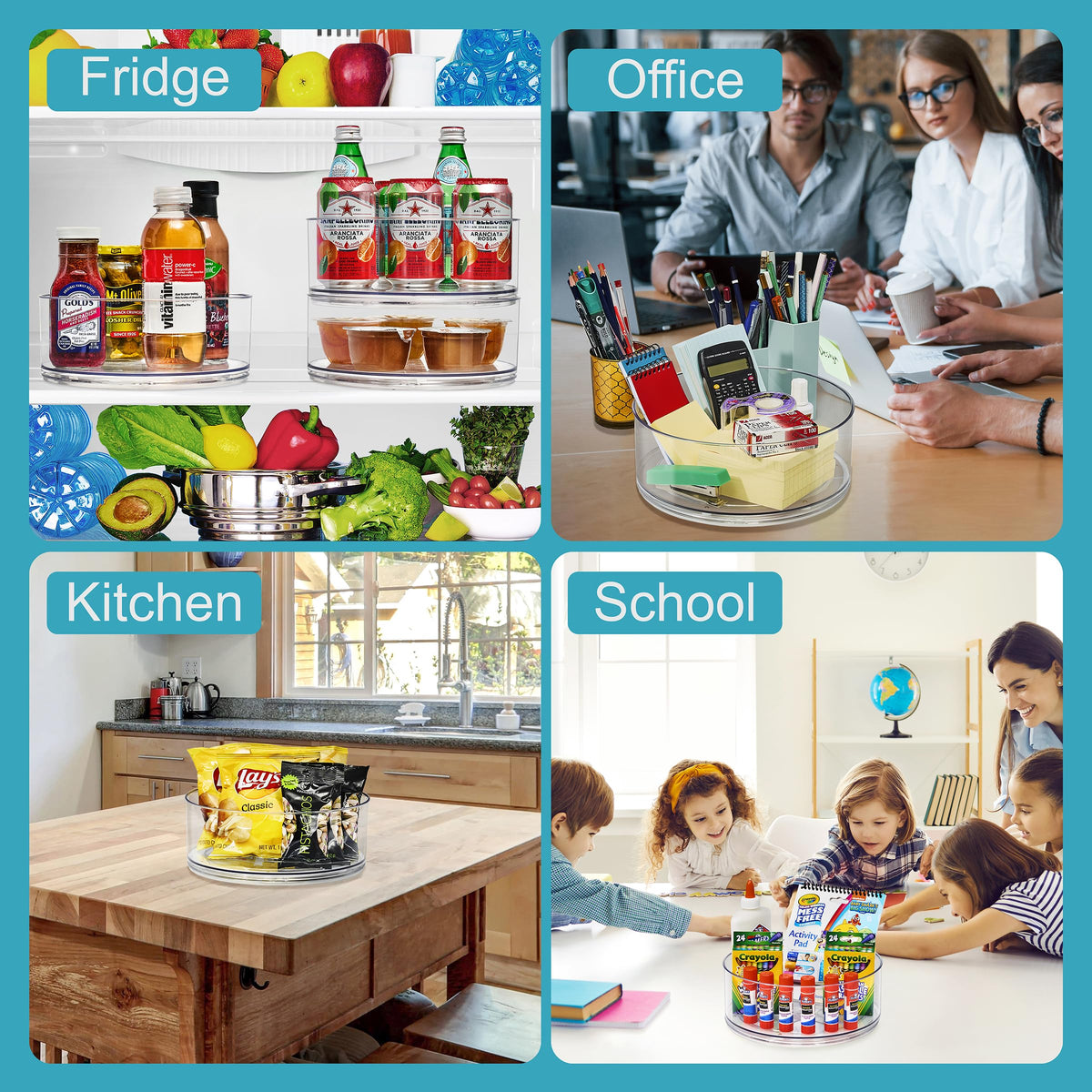 Sorbus 9-inch clear lazy susan for pantry storage and easy reach.