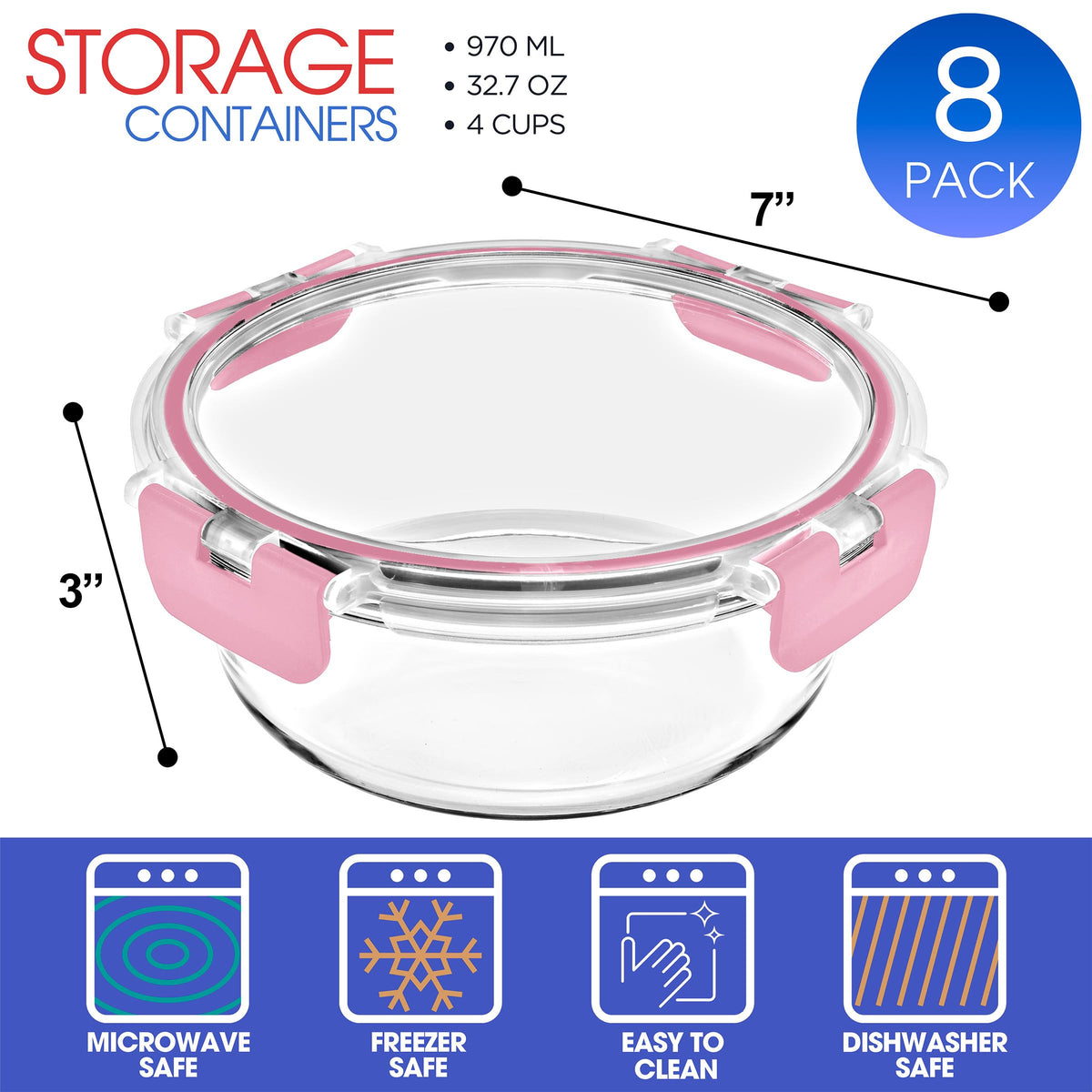Sorbus airtight lids with four-sided seal for leak-proof food storage.