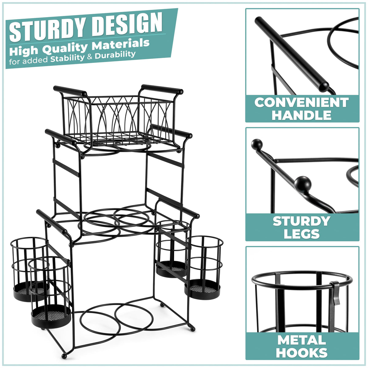 Sorbus buffet caddy portable with easy-to-carry side handles for transport.