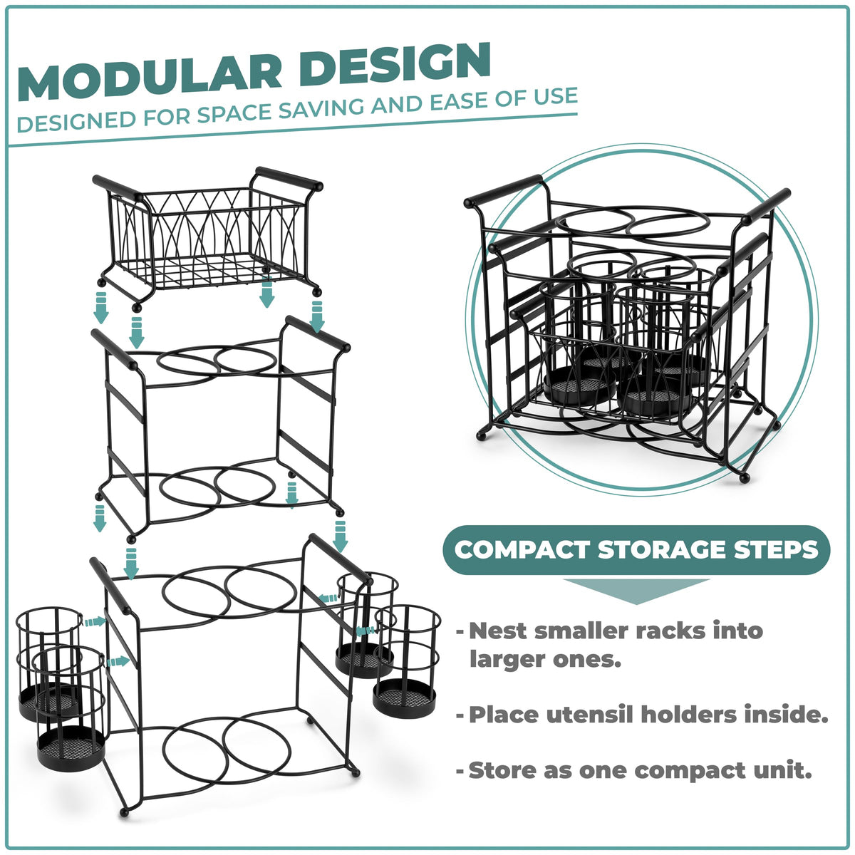 Sorbus stackable design saves space when storing the buffet caddy between events.