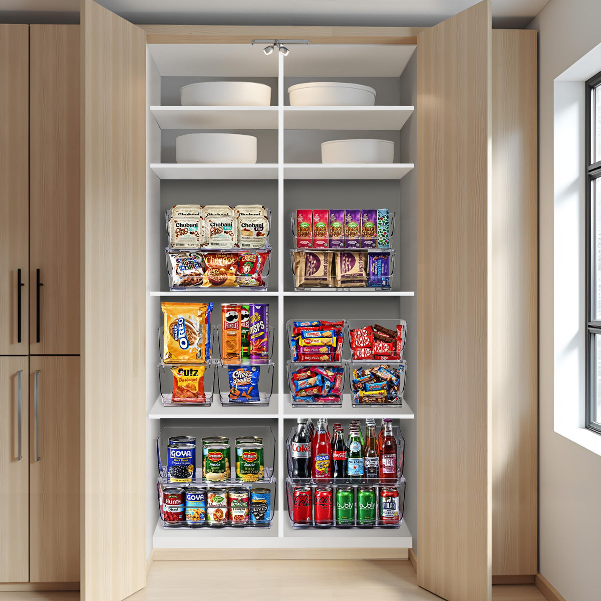 Sorbus clear pantry bin with front access for quick fridge organization