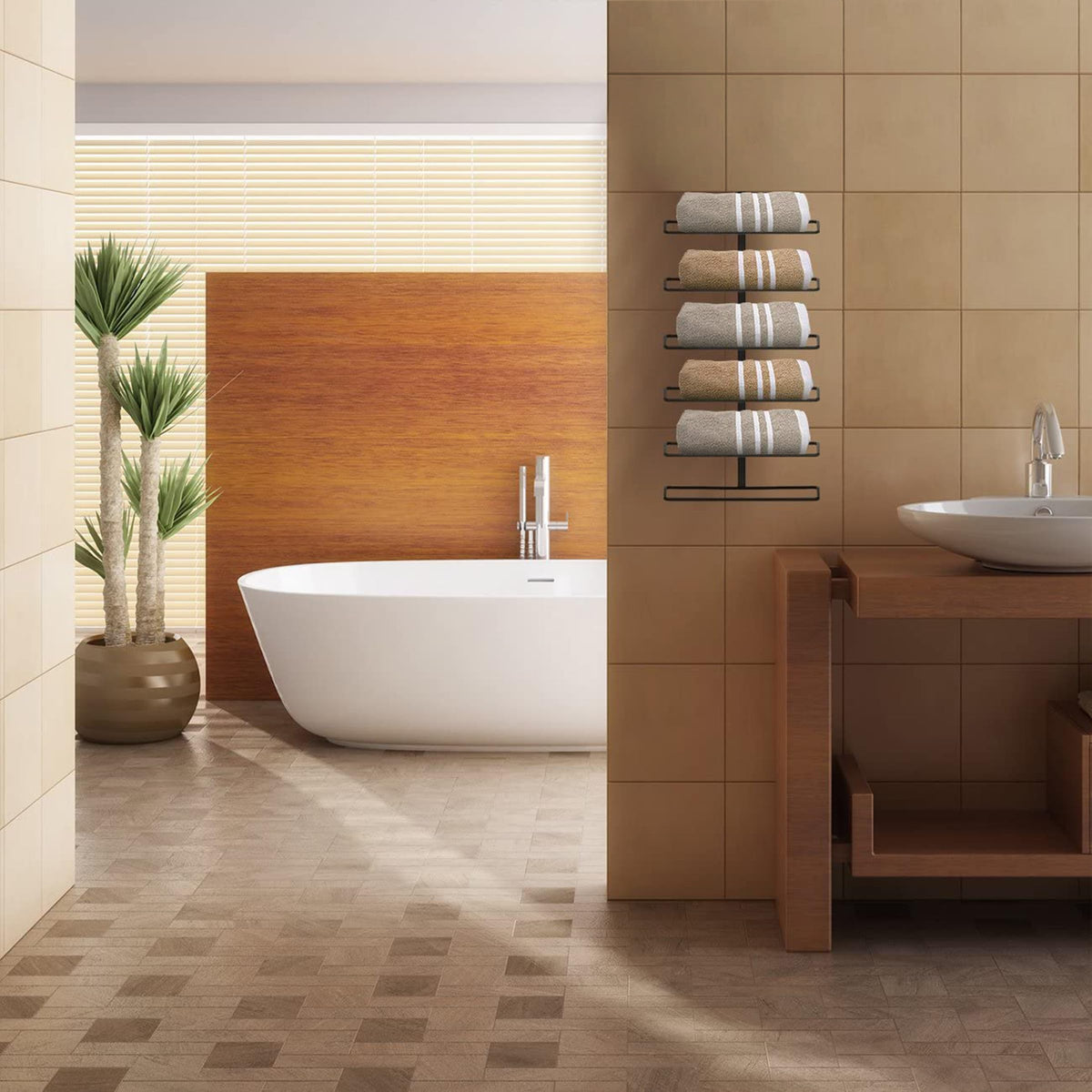 Sorbus wall-mounted display keeps bottles visible and accessible.