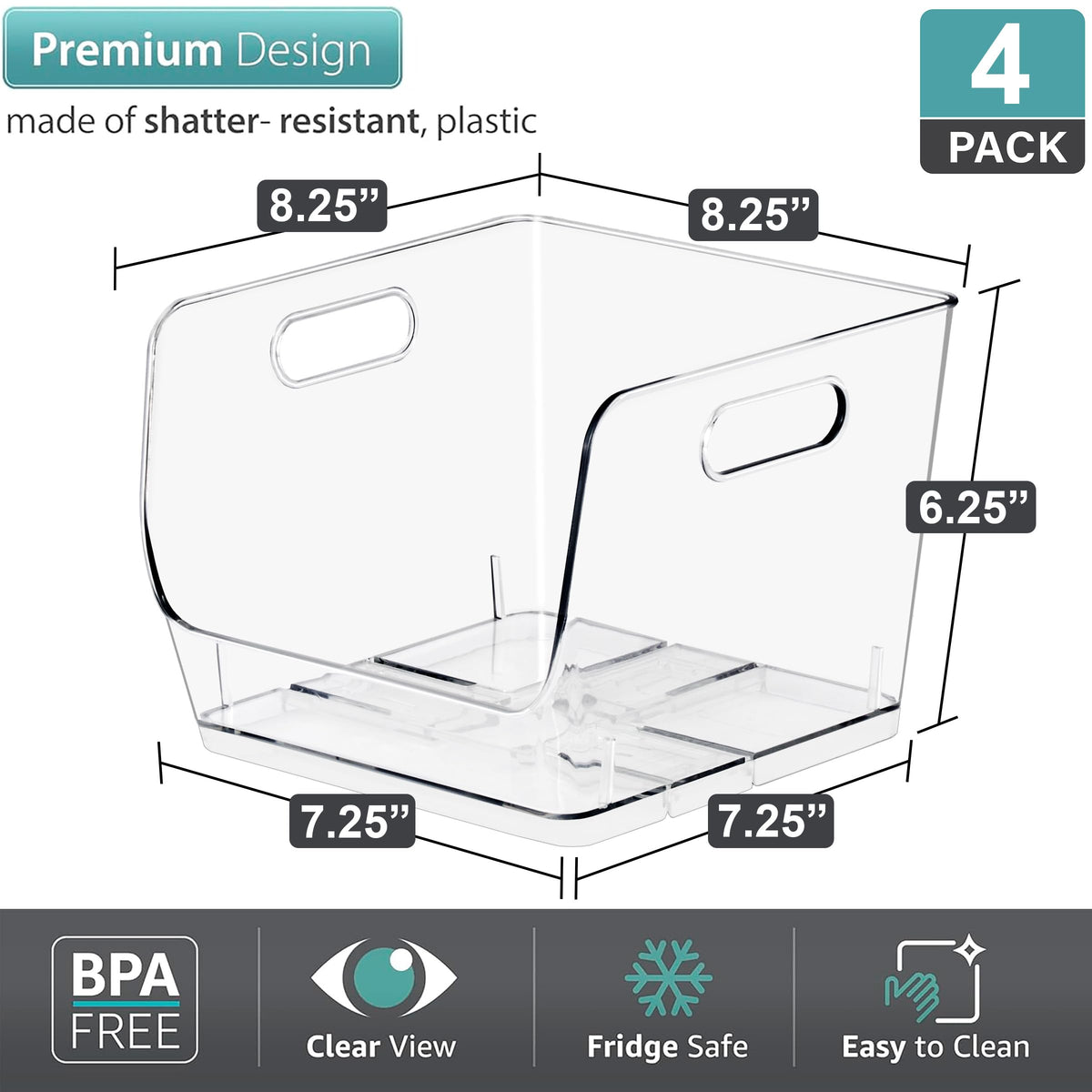Sorbus kitchen storage bin rectangle clear enables easy item spotting on shelves.