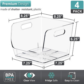 Sorbus kitchen storage bin rectangle clear enables easy item spotting on shelves.