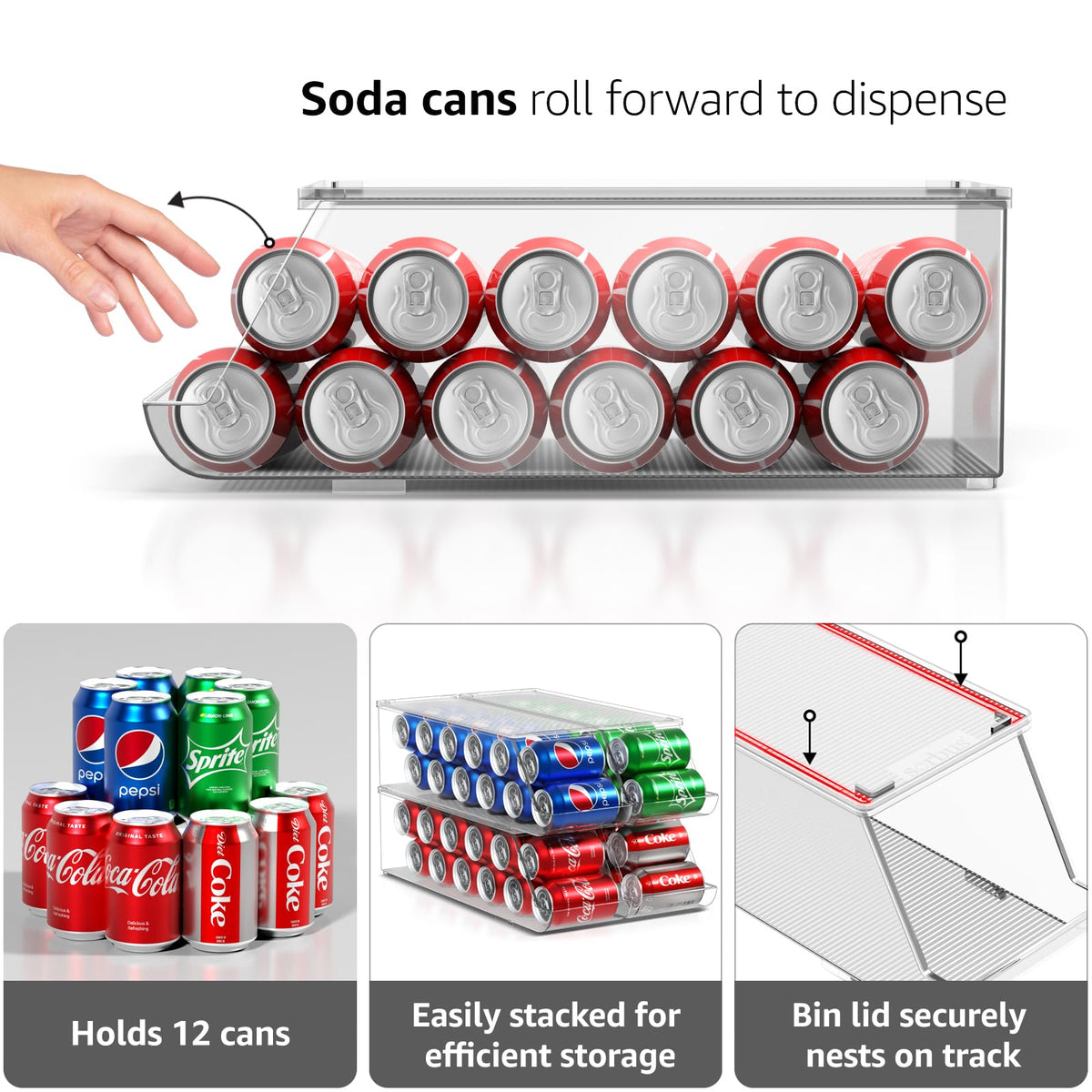 Sorbus open-front design enables quick drinks retrieval without moving other cans.