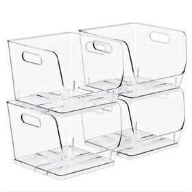 Sorbus open-front stackable bin for quick pantry access and tidy organization.