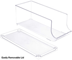 Sorbus clear acrylic keeps contents visible, reducing rummaging in cabinets.