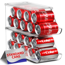 Sorbus soda can organizer in fridge with cans, offers easy access and organized cooling.