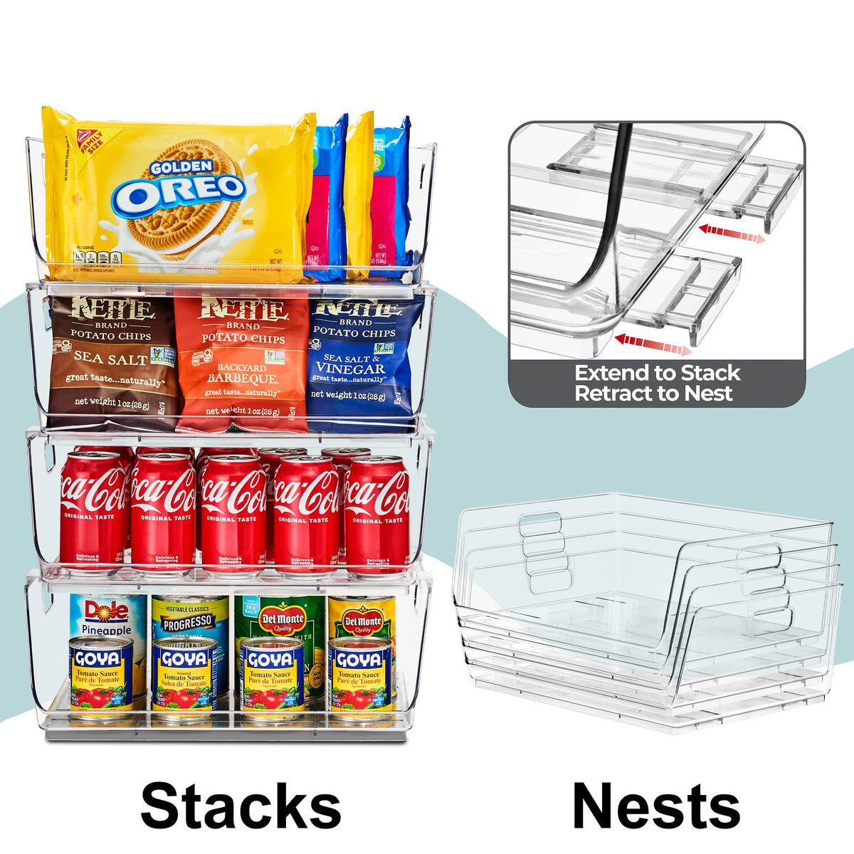 Sorbus stackable bin with built-in handles enables easy relocation