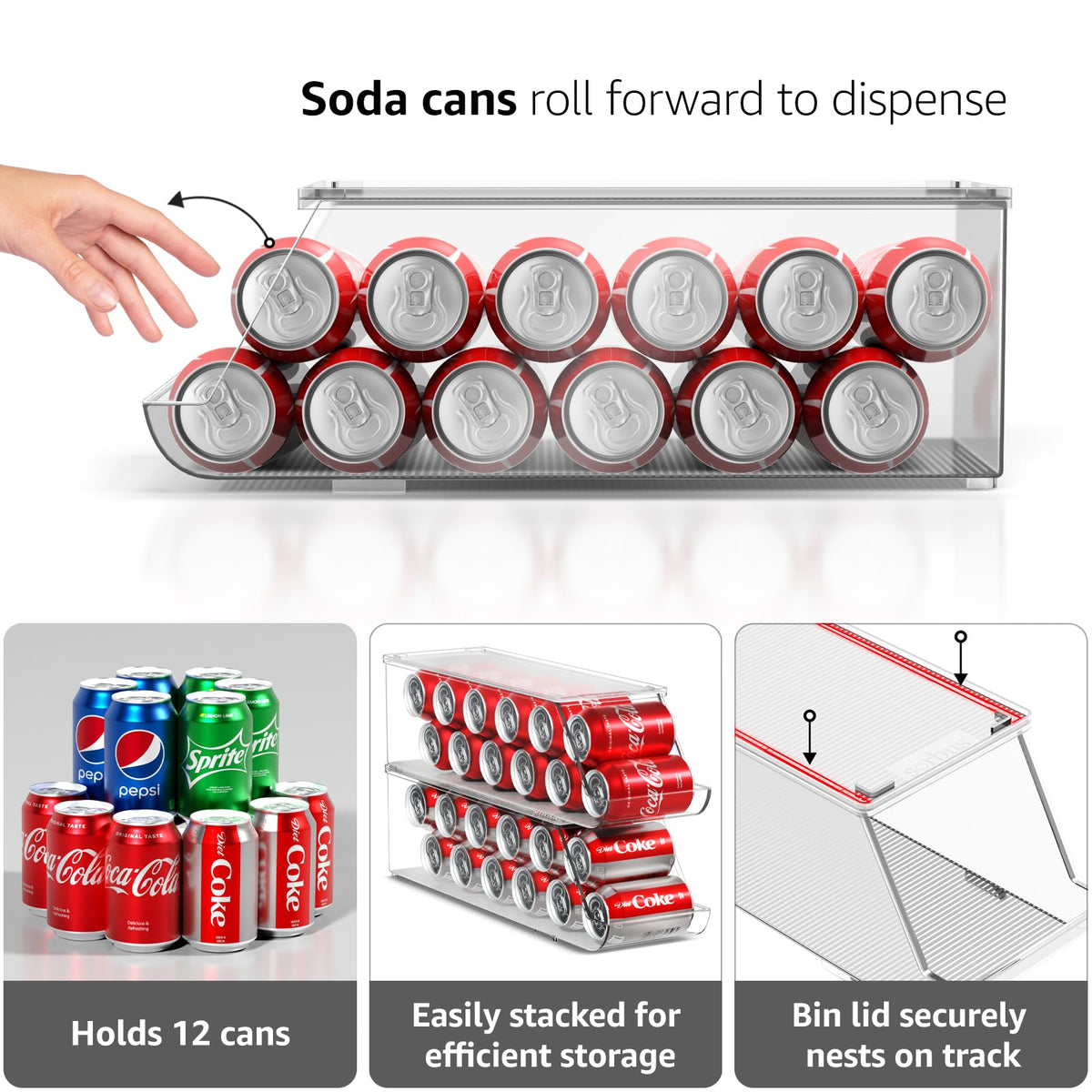 Sorbus stackable can holder for beverages maximizes vertical space in small kitchens.