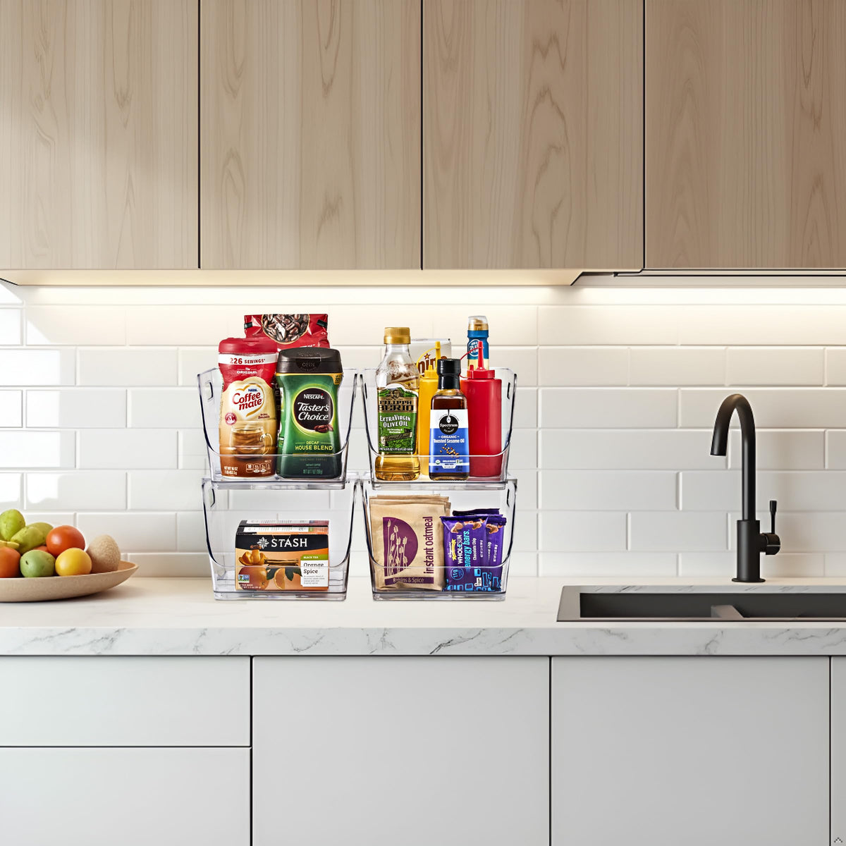 Sorbus stackable lips bin maximizes vertical storage in compact spaces.