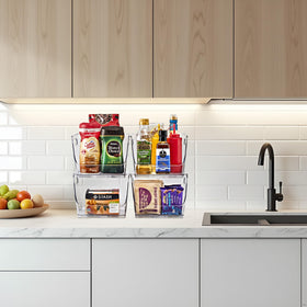 Sorbus stackable lips bin maximizes vertical storage in compact spaces.