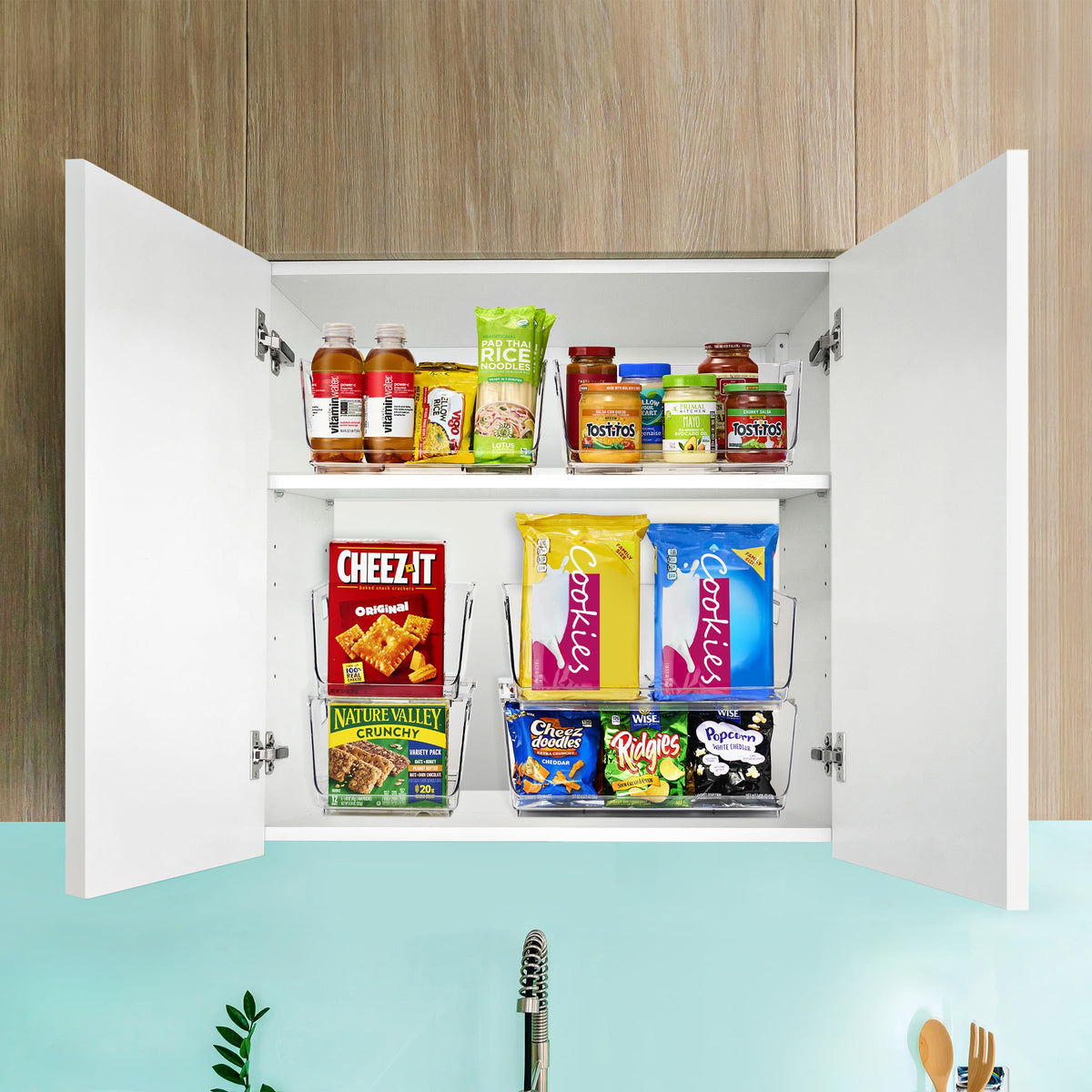 Sorbus stackable bin organized pantry items for easy retrieval
