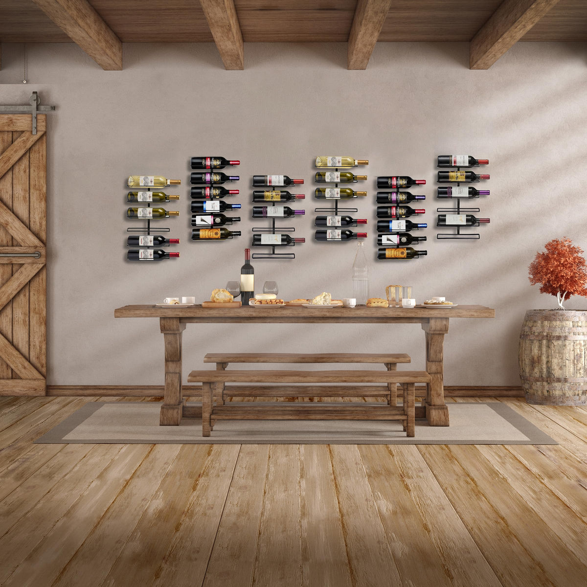 Sorbus wall mount wine rack close-up shows durable black metal construction.