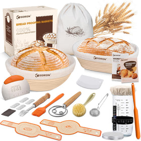 SORON sourdough starter kit with banneton baskets and jar for home bread proofing