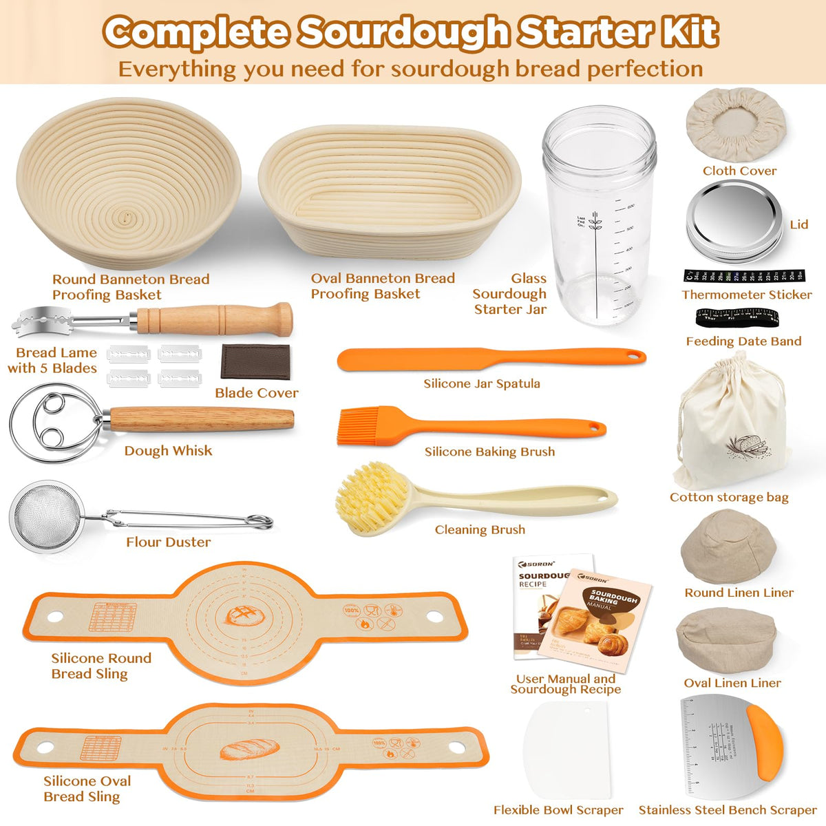 SORON glass starter jar in kit for easy monitoring of your starter's activity