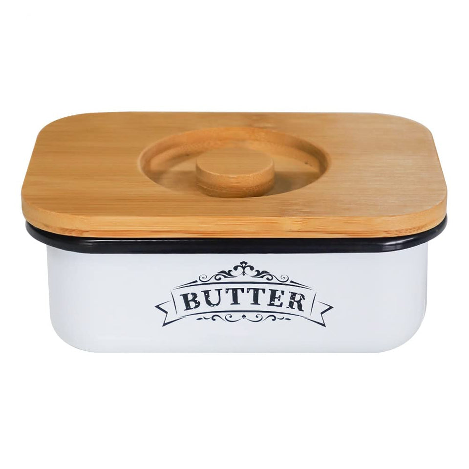 SOTECH butter dish on countertop with lid preserves freshness.