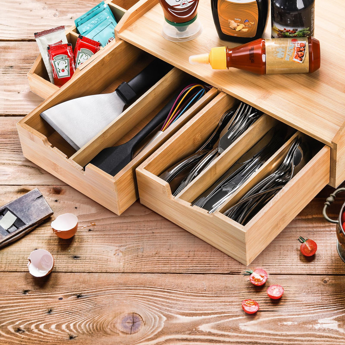 SOUJOY adjustable drawer dividers organize by brand or flavor