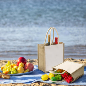 SOUJOY burlap tote ideal for grocery shopping and everyday errands.