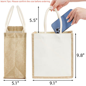 SOUJOY burlap tote interior waterproof lining protects contents during use.
