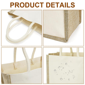 SOUJOY burlap tote with wide bottom helps stand upright and load bulky items.