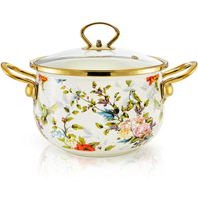 SOUJOY enamel stockpot with glass lid for everyday family cooking