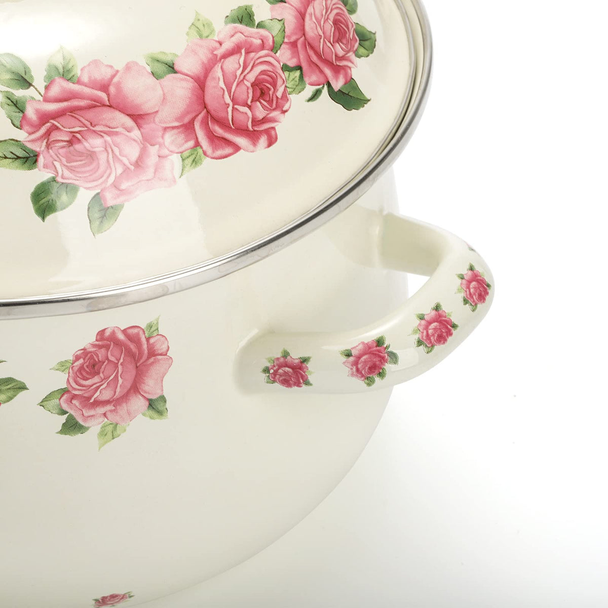 SOUJOY enamel pot with induction bottom for even heat.
