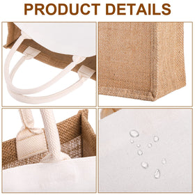 SOUJOY waterproof inside burlap bag keeps contents dry at the beach or pool.