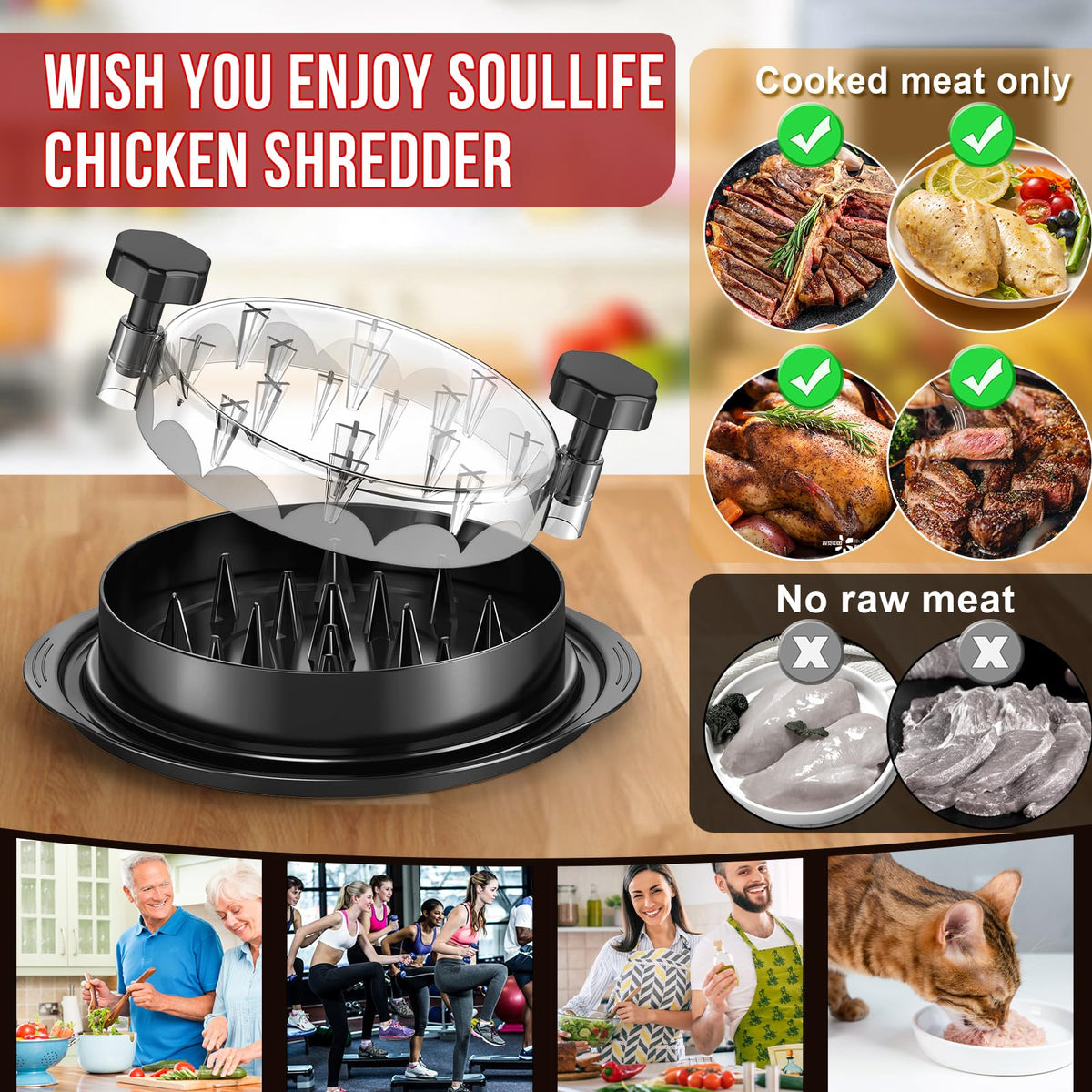 SoulLife chicken shredder compact storage fits neatly in kitchen drawers