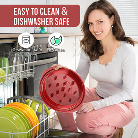 SoulLife 8in red shredder beside a finished dish for easy cleanup
