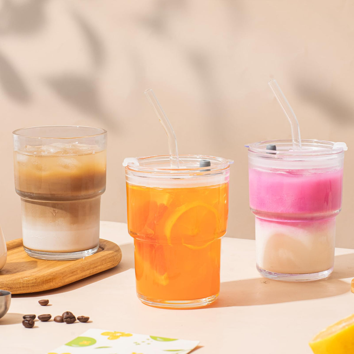 SoulTimes easy-clean glass with included straw brush for hygiene.