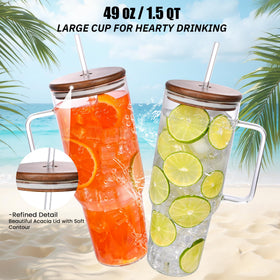 Soumeclu glass tumbler handle close-up for a comfortable grip.