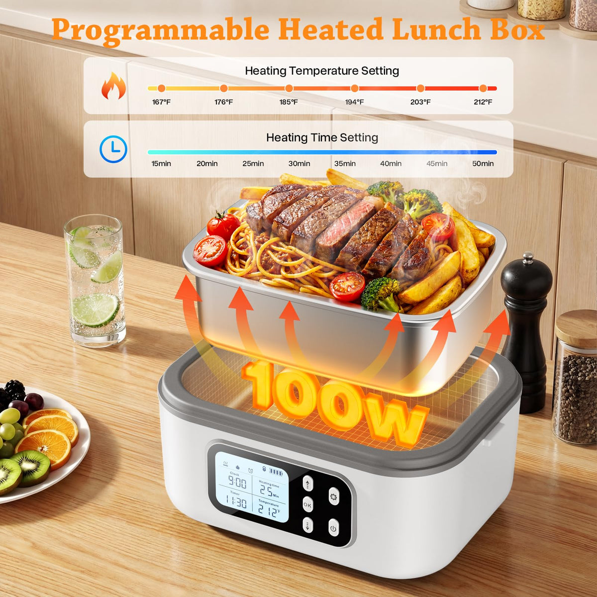 SOUOA lunch box top handle for easy transport during commutes.