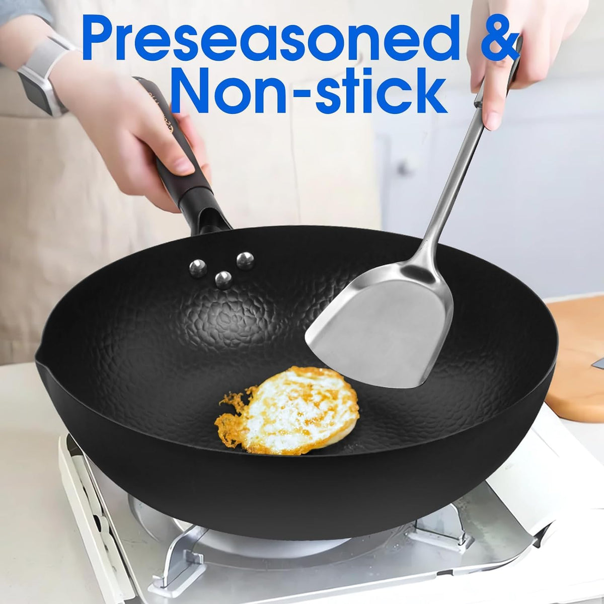 Souped Up Recipes flat-bottom wok fits all stoves for even cooking