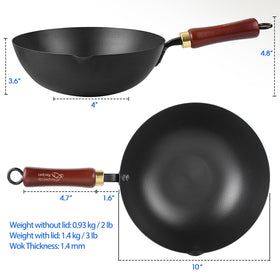 Souped Up Recipes carbon steel wok close-up shows high-heat resilience for searing.