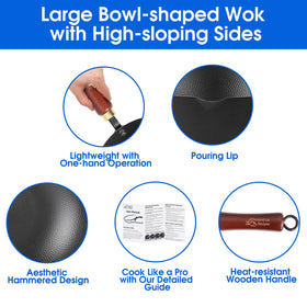 Souped Up Recipes flat-bottom wok works on electric, induction, and gas stoves.