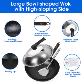Souped Up Recipes wok with lid and guide supports confident, beginner-friendly cooking.