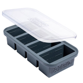Souper Cubes 1 cup freezer mold with lid in charcoal for precise portions and easy meal prep