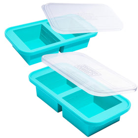 Souper Cubes 2-cup silicone freezer mold with lid for easy portioning and meal prep.