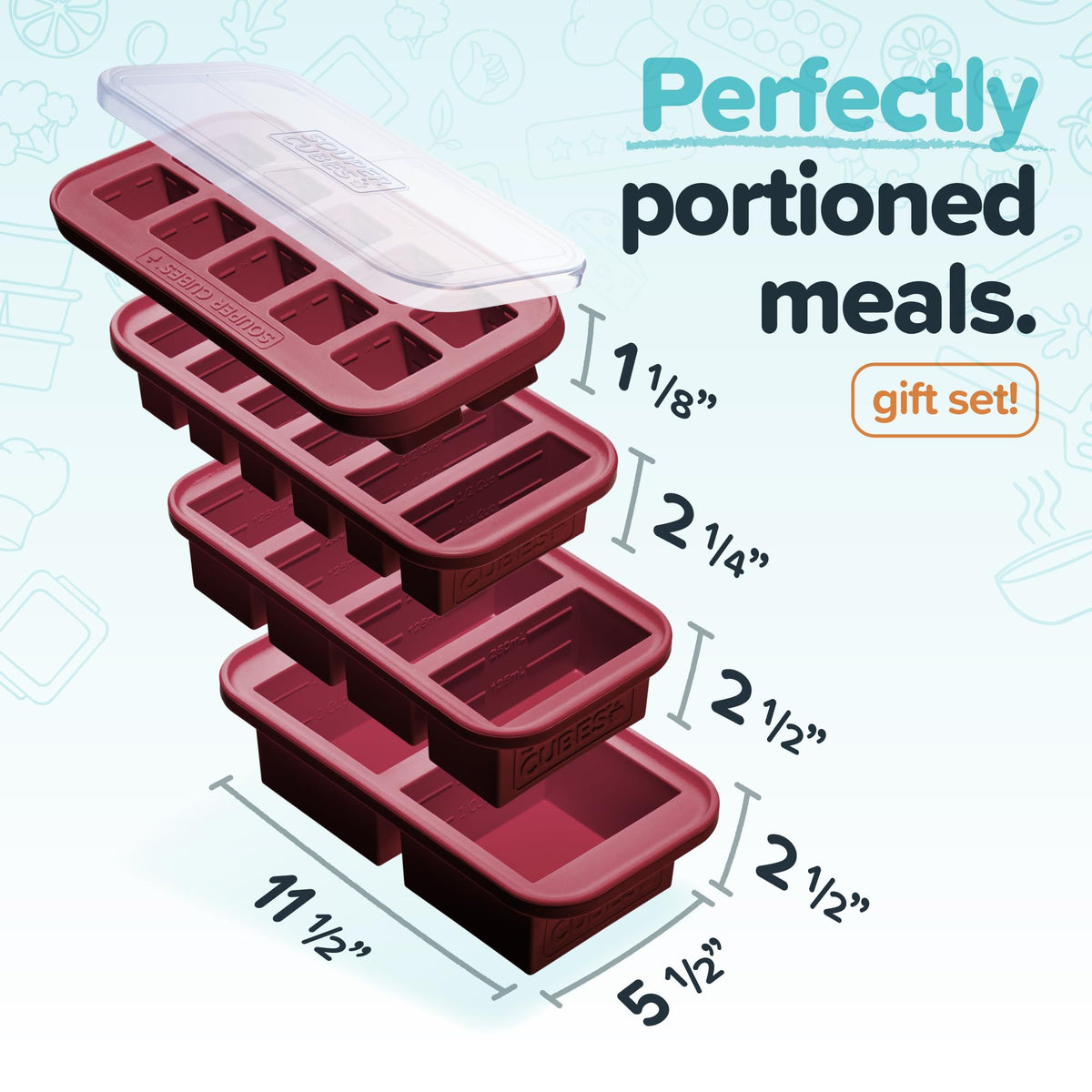 Souper Cubes 2-cup tray with lid for bulk portions and freezing