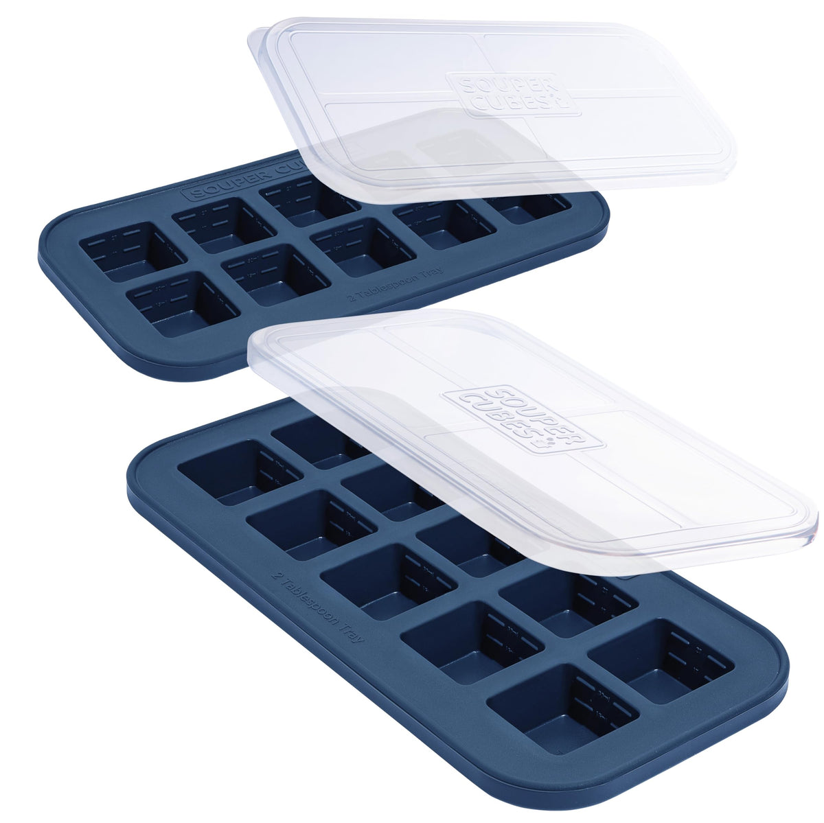 Souper Cubes 2 Tbsp silicone freezer mold for garlic in blueberry color, ideal for ready-to-use portions.