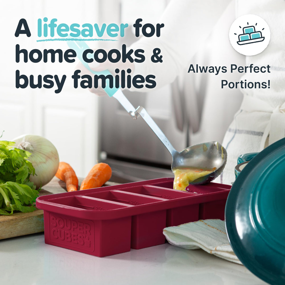 Souper Cubes broth and soup storage for quick reheats