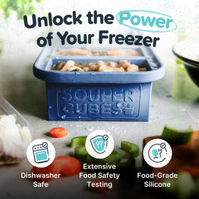 Souper Cubes fill lines help portion meals precisely for easy prep.