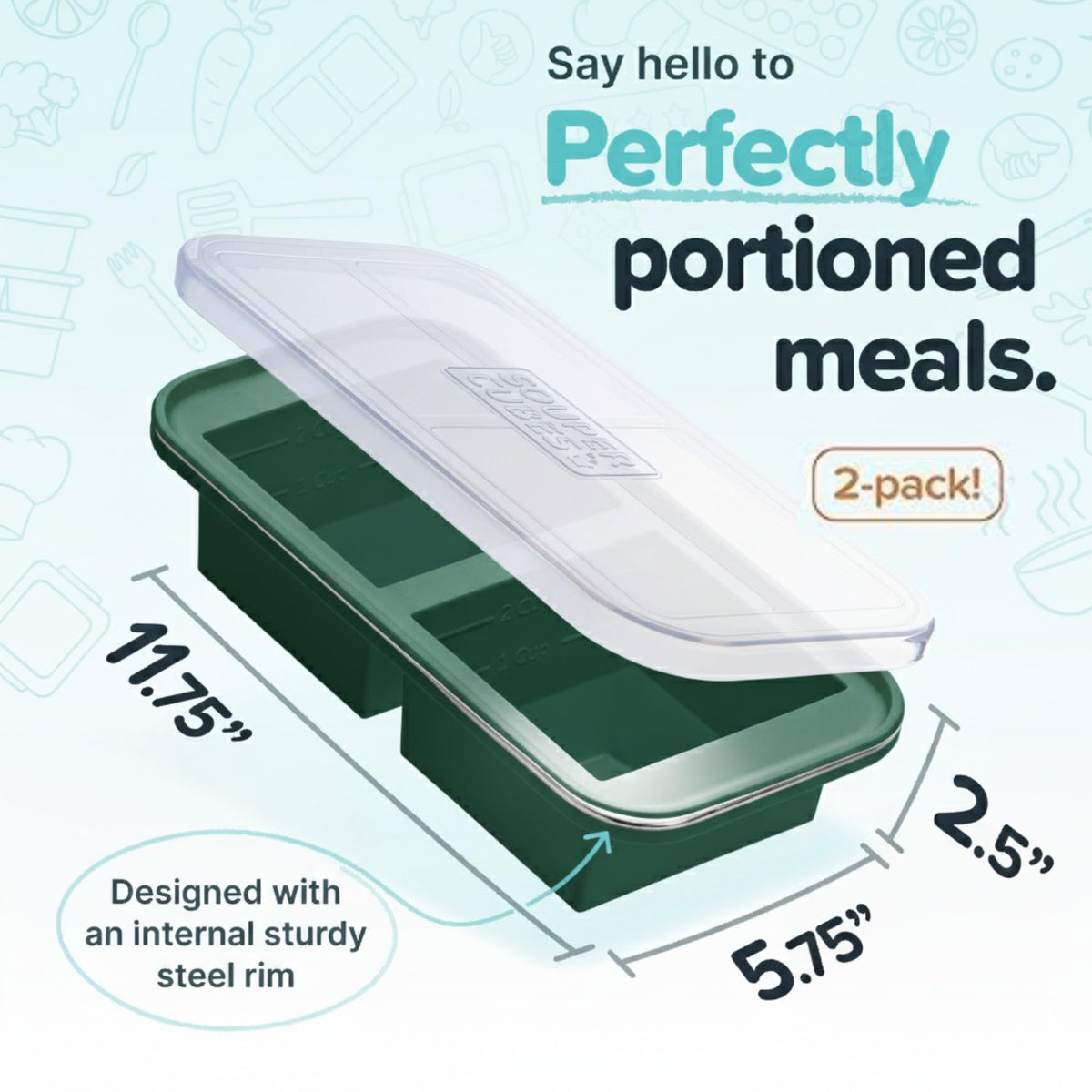Souper Cubes freezer molds stacked efficiently in a freezer drawer.