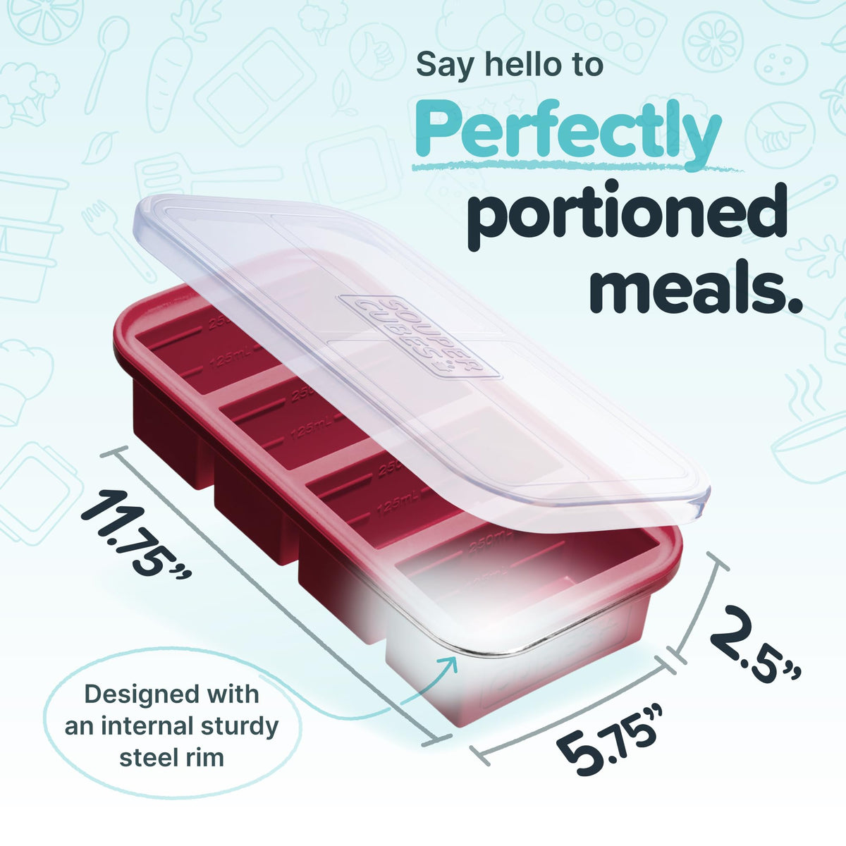 Souper Cubes freezer tray lid keeps contents fresh and organized
